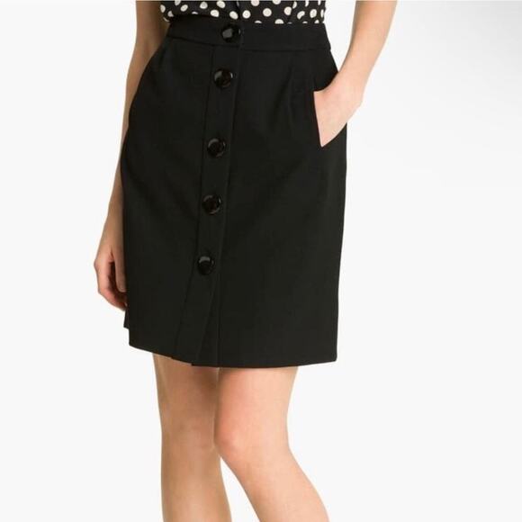 Kate Spade Pleated Button Down Wool Skirt Women's Black Size 4 - Picture 1 of 8